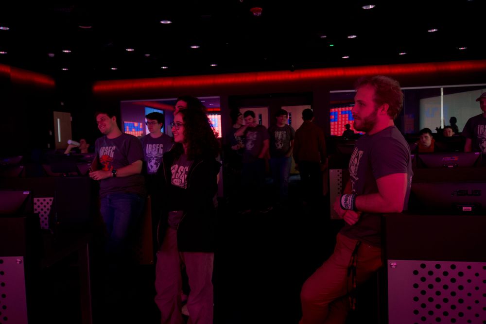 IRSEC 2024 in the Cyber Range, with the Red Team Board in the background.